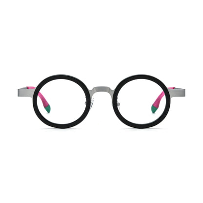 VoyueLens Silver Crystal Round Eyeglasses – Front View – SKU VL185816-C2