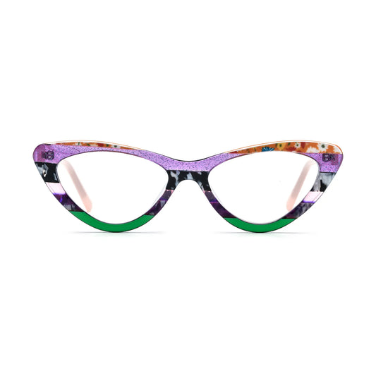 VoyueLens Violet Garden Cat Eye Glasses – Front View – SKU VL19394-C1