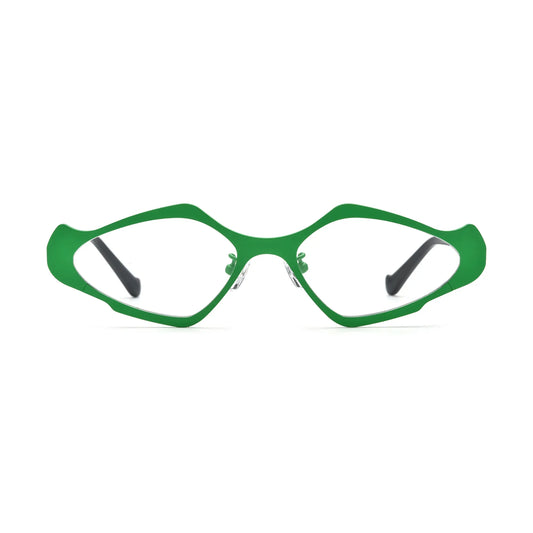 VoyueLens Violet Green Polygon Eyeglasses – Front View – SKU VL185811-C1