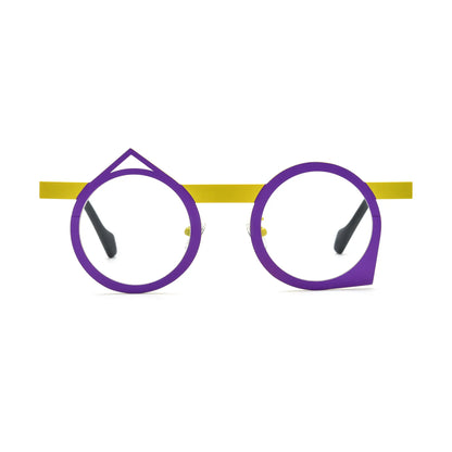 VoyueLens Violet Mustard Geometric Eyeglasses – Front View – SKU VL185801-C2