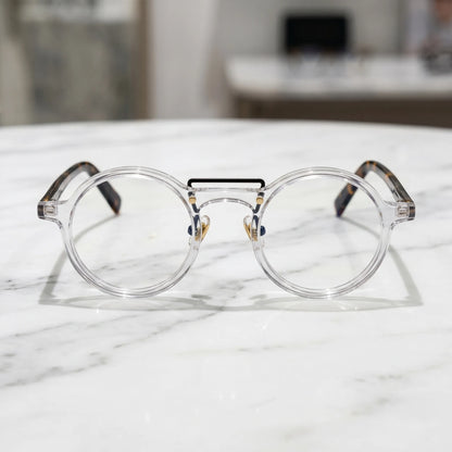 VoyueLens VL19194-C6 Clear round eyeglasses front view minimalist acetate frame for wide faces