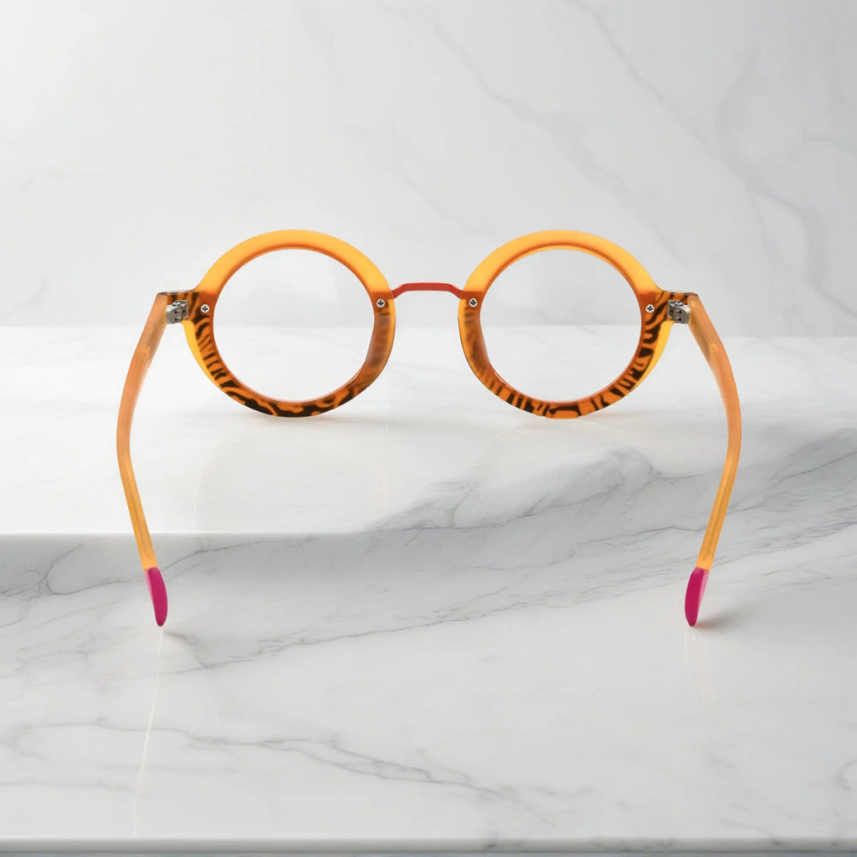 Rear view of VoyueLens Chromatic Orbit in Citrus Orbit emphasizing frame structure and comfort-fit build.