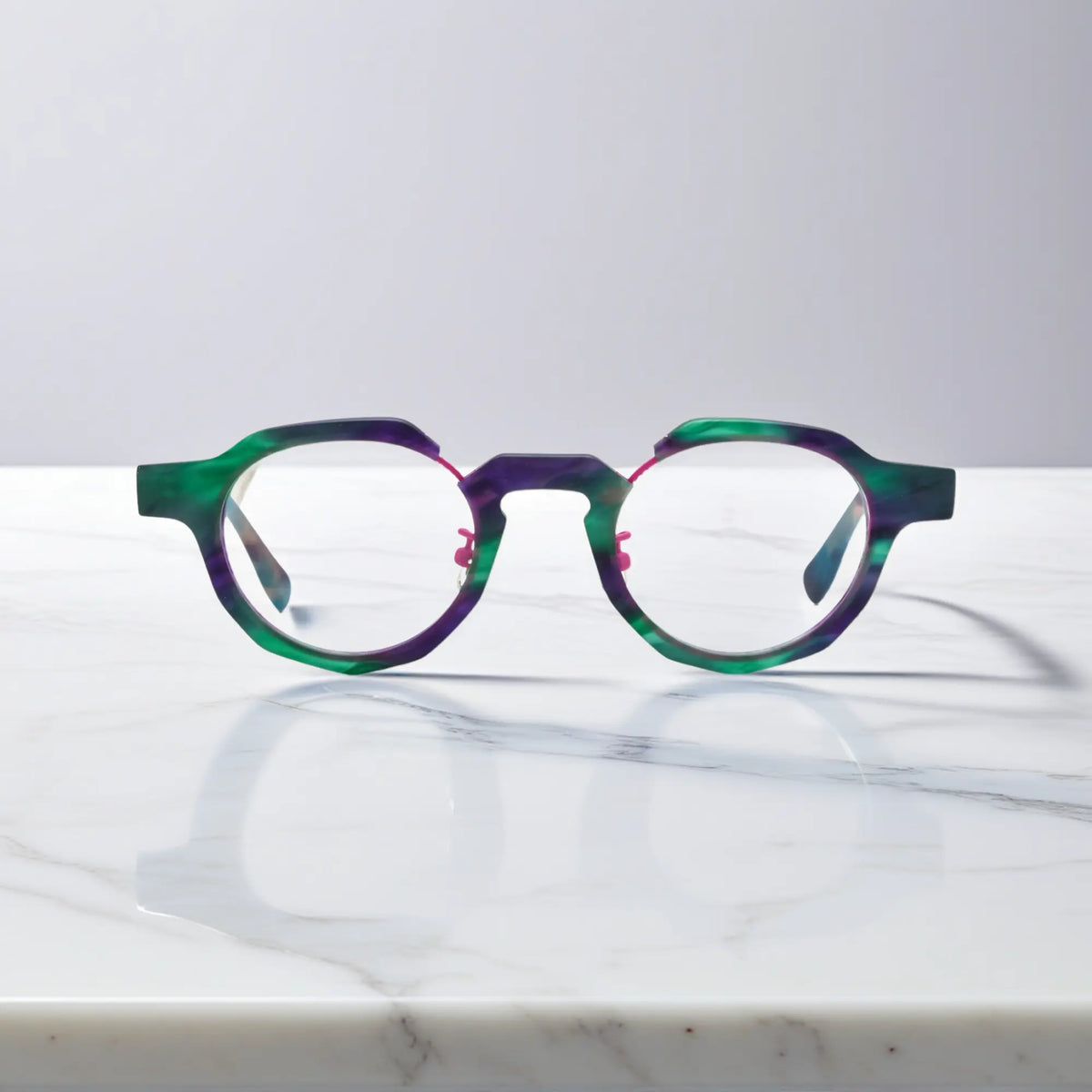 Front view of VoyueLens Mosaic Teal VL19378 eyeglasses with teal mosaic frame