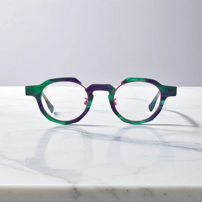 Front view of VoyueLens Mosaic Teal VL19378 eyeglasses with teal mosaic frame