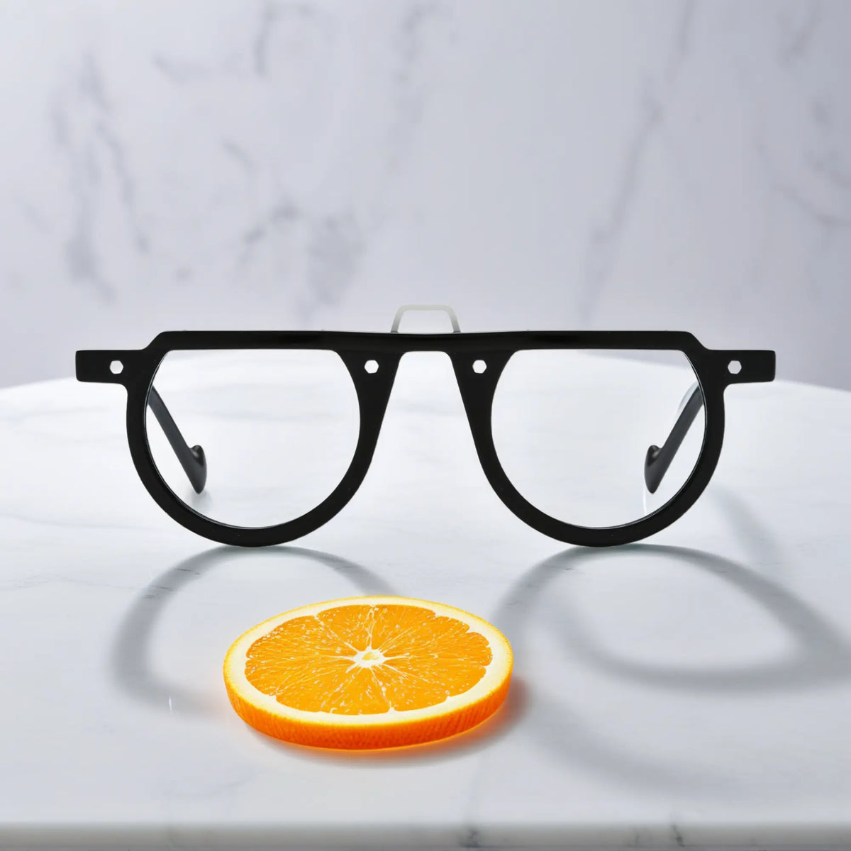 Front view of VoyueLens VL19383 eyeglasses in Charcoal Black – classic round silhouette
