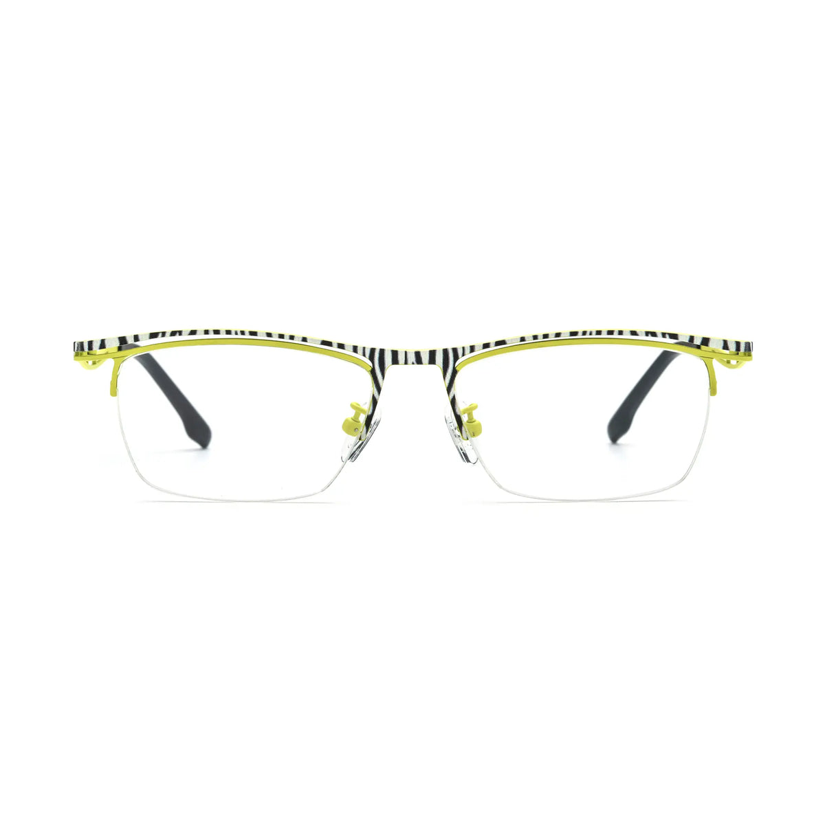 VoyueLens Zebra Yellow Semi-Rim Eyeglasses – Front View – SKU VL185890-C2